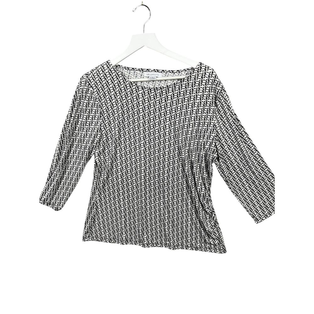 Liz Claiborne Womens Top Sweater‎ Sz XL scoop neck woven 3/4 sleeves